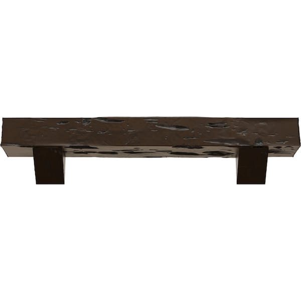 Pecky Cypress Faux Wood Fireplace ManteL W/Breckinridge Corbels, Burnished Mahogany, 4H X6Dx60W